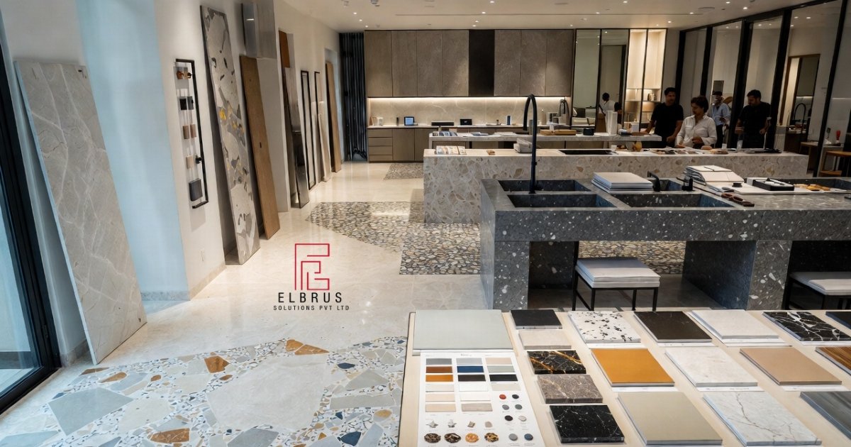 Contemporary interior featuring terrazzo floors showing its modern comeback