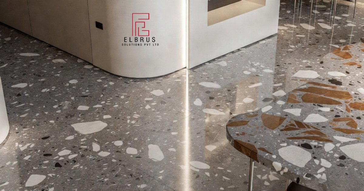 polished terrazzo flooring design in modern interior space